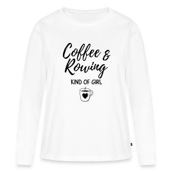 Café et aviron genre de fille. - T-shirt manches longues Premium bio Femme - blanc - Devant - Julia (174cm)