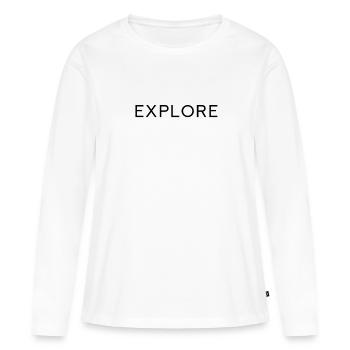 EXPLORE - T-shirt manches longues Premium bio Femme - blanc - Devant - Julia (174cm)