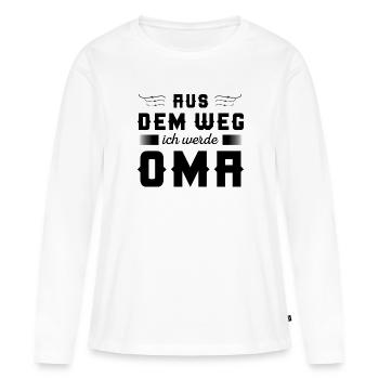 Aus dem Weg Ich werde Oma Baby - Frauen Premium Bio Langarmshirt - Weiß - Vorne - Julia (174cm)