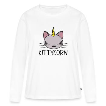 Kittycorn - chat mignon - T-shirt manches longues Premium bio Femme - blanc - Devant - Julia (174cm)
