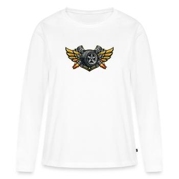 Rennreifen Flügel Emblem - Frauen Premium Bio Langarmshirt - Weiß - Vorne - Julia (174cm)