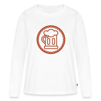 Bière - Bière / Mug à bière - Bouteille de bière - T-shirt manches longues Premium bio Femme - blanc - Devant - Julia (174cm)