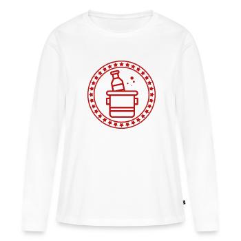 Bière - Bière / Mug à bière - Bouteille de bière - T-shirt manches longues Premium bio Femme - blanc - Devant - Julia (174cm)