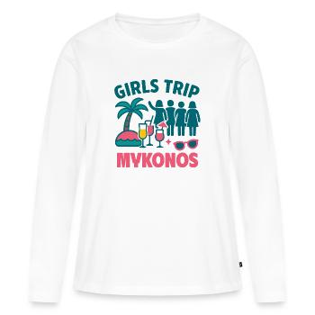 Voyage entre filles Fête Mykonos - T-shirt manches longues Premium bio Femme - blanc - Devant - Julia (174cm)