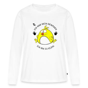 Je me suis pesée je suis trop petite - T-shirt manches longues Premium bio Femme - blanc - Devant - Julia (174cm)