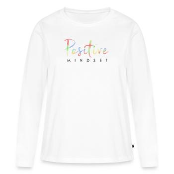 État d’ positif - Restez positif - T-shirt manches longues Premium bio Femme - blanc - Devant - Julia (174cm)