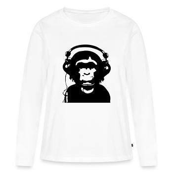 Music by POP CHIMPS - Frauen Premium Bio Langarmshirt - Weiß - Vorne - Julia (174cm)