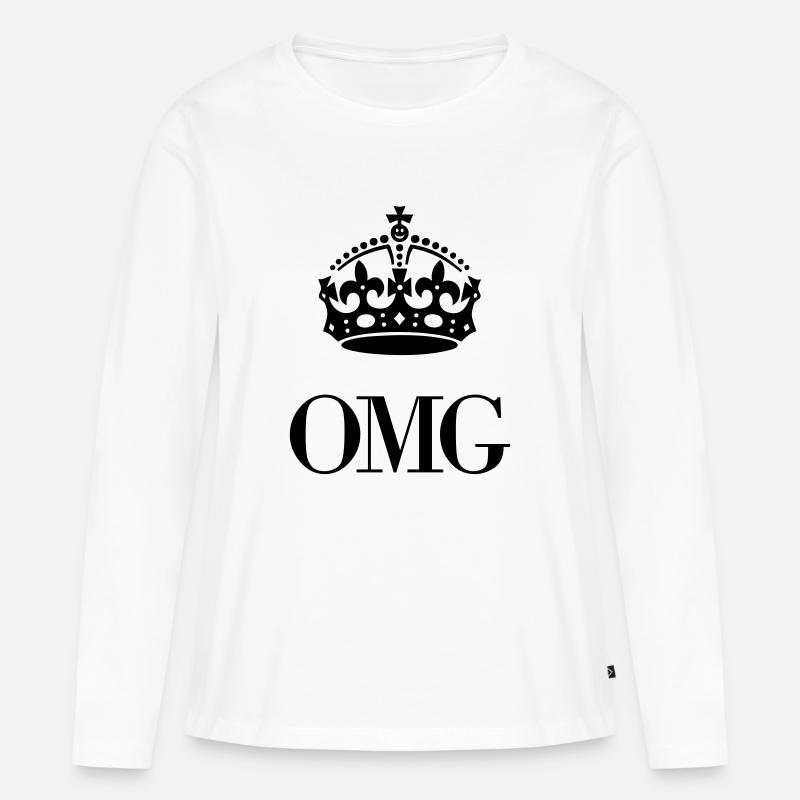 OMG Krone - Frauen Premium Bio Langarmshirt - Weiß
