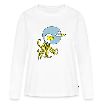 seiche rencontre sous-marin, mer, plongée, bateau - T-shirt manches longues Premium bio Femme - blanc - Devant - Julia (174cm)