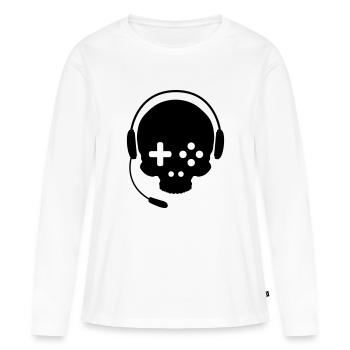 Game Schädel mit Headset - Frauen Premium Bio Langarmshirt - Weiß - Vorne - Julia (174cm)