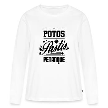 POTOS PASTIS PETANQUE - T-shirt manches longues Premium bio Femme - blanc - Devant - Julia (174cm)