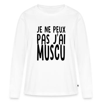 J'ai muscu - T-shirt manches longues Premium bio Femme - blanc - Devant - Julia (174cm)