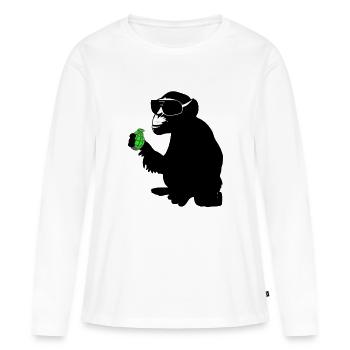 singe avec grenade - T-shirt manches longues Premium bio Femme - blanc - Devant - Julia (174cm)