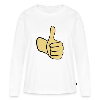 Daumen hoch! - Frauen Premium Bio Langarmshirt - Weiß - Vorne - Julia (174cm)