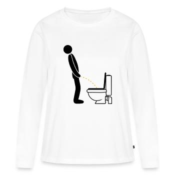 Logo de toilette debout pee piss toilette toilette toilette aulne - T-shirt manches longues Premium bio Femme - blanc - Devant - Julia (174cm)