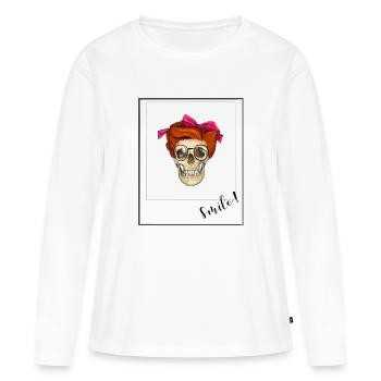 Pin up Smile - T-shirt manches longues Premium bio Femme - blanc - Devant - Julia (174cm)