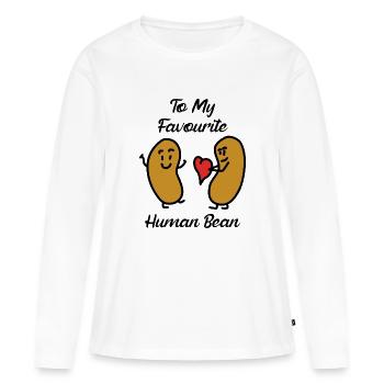Haricot humain - T-shirt manches longues Premium bio Femme - blanc - Devant - Julia (174cm)