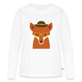 renard hipster - T-shirt manches longues Premium bio Femme - blanc - Devant - Julia (174cm)