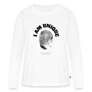 Walter & Wallis - Psy 16 - T-shirt manches longues Premium bio Femme - blanc - Devant - Julia (174cm)