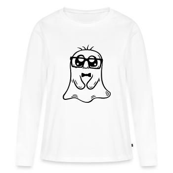 Sympathique Nerd Ghost Comic - T-shirt manches longues Premium bio Femme - blanc - Devant - Julia (174cm)