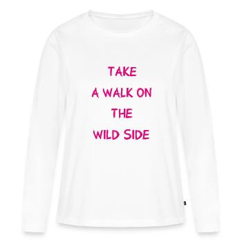 Faites une promenade du côté sauvage - Promenade - Page - T-shirt manches longues Premium bio Femme - blanc - Devant - Julia (174cm)