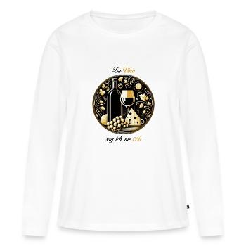 Zu Vino sag ich nie No - Frauen Premium Bio Langarmshirt - Weiß - Vorne - Julia (174cm)
