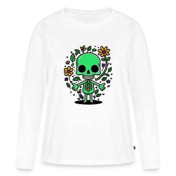Squelette - T-shirt manches longues Premium bio Femme - blanc - Devant - Julia (174cm)