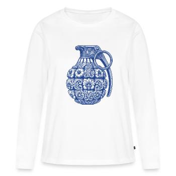 Bombe d’ornements - T-shirt manches longues Premium bio Femme - blanc - Devant - Julia (174cm)