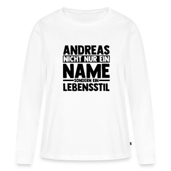 Prénom Andreas - T-shirt manches longues Premium bio Femme - blanc - Devant - Julia (174cm)