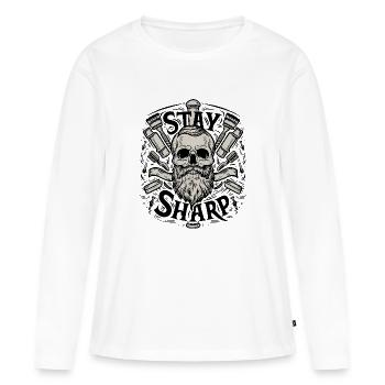 Stay sharp barber - Women's Premium Organic Long Sleeve Shirt - white - Front - Julia (174cm)