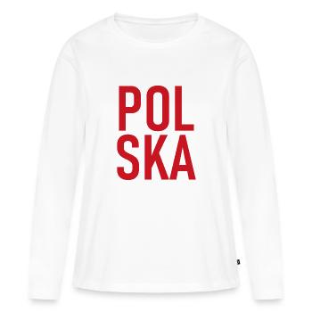 Lettrage Polska - Polen - Pologne - T-shirt manches longues Premium bio Femme - blanc - Devant - Julia (174cm)
