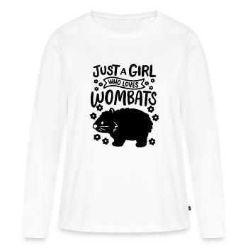Just a girl who loves wombats - Frauen Premium Bio Langarmshirt - Weiß - Vorne - Julia (174cm)