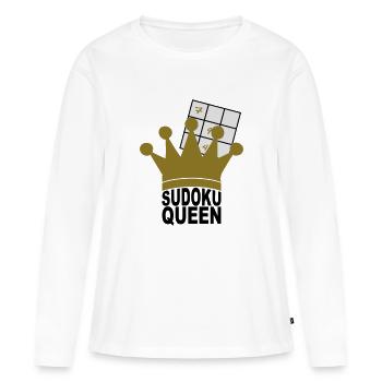 Sudoku Reine - T-shirt manches longues Premium bio Femme - blanc - Devant - Julia (174cm)