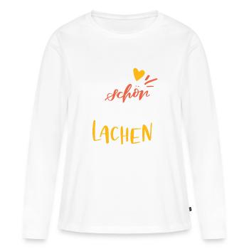 Wer schön sein will, muss lachen - Frauen Premium Bio Langarmshirt - Weiß - Vorne - Julia (174cm)