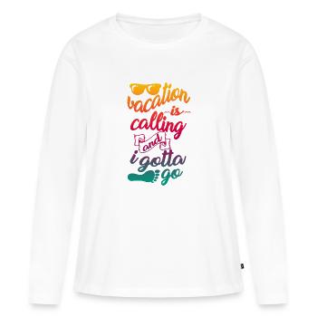 Vacances vacances Urlaubsreif vacances - T-shirt manches longues Premium bio Femme - blanc - Devant - Julia (174cm)