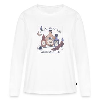 Wicked Design It's All About The Accessoires - Frauen Premium Bio Langarmshirt - Weiß - Vorne - Julia (174cm)