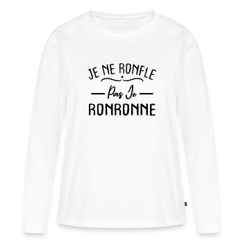 Je ne ronfle pas je ronronne - T-shirt manches longues Premium bio Femme - blanc - Devant - Julia (174cm)