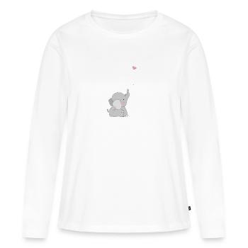 Eddi Elefant - présent - idée présente - T-shirt manches longues Premium bio Femme - blanc - Devant - Julia (174cm)