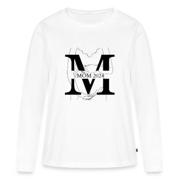 MOM 2024 Mama - Frauen Premium Bio Langarmshirt - Weiß - Vorne - Julia (174cm)