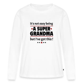Pas facile d’être une super grand-mère - T-shirt manches longues Premium bio Femme - blanc - Devant - Julia (174cm)