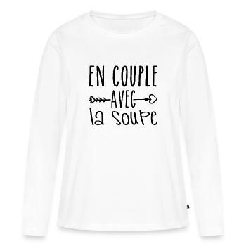 En Couple avec Soupe, cadeau les Fans de Soupe - T-shirt manches longues Premium bio Femme - blanc - Devant - Julia (174cm)