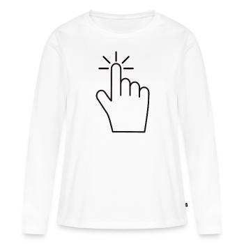 Cliquez ici - Icône de clic de l’index - T-shirt manches longues Premium bio Femme - blanc - Devant - Julia (174cm)