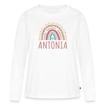 Antonia Name Geschenk Geburtstag - Frauen Premium Bio Langarmshirt - Weiß - Vorne - Julia (174cm)