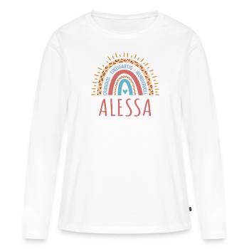 Alessa Name Geschenk Geburtstag - Frauen Premium Bio Langarmshirt - Weiß - Vorne - Julia (174cm)