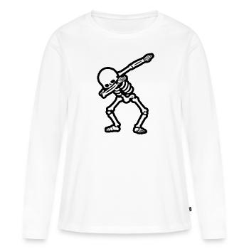Squelette dab Halloween - T-shirt manches longues Premium bio Femme - blanc - Devant - Julia (174cm)