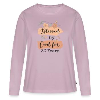 Anniversaire 30 Cadeau Citation Drôle - T-shirt manches longues Premium bio Femme - rose poudré - Devant - Julia (174cm)