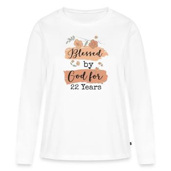 Anniversaire 22 Cadeau Citation Drôle - T-shirt manches longues Premium bio Femme - blanc - Devant - Julia (174cm)