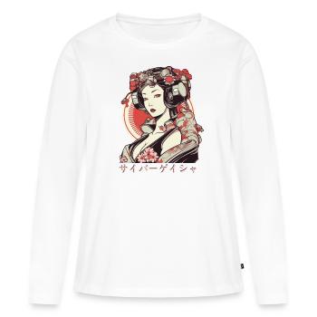 Cyber Geisha 1 - T-shirt manches longues Premium bio Femme - blanc - Devant - Julia (174cm)
