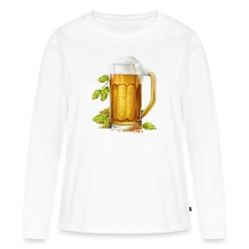 Bière glacée dans un pichet avec du houblon et de l’orge - T-shirt manches longues Premium bio Femme - blanc - Devant - Julia (174cm)