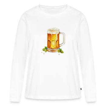 Bière glacée dans un pichet avec du houblon et de l’orge - T-shirt manches longues Premium bio Femme - blanc - Devant - Julia (174cm)